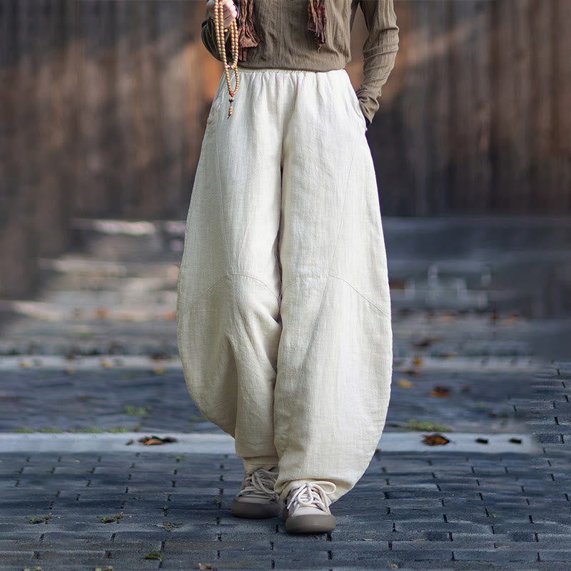 Zimowe spodnie damskie termiczne z elastycznym pasem i bawełną ramią z motywem Buddha Stones z kieszeniami - Bielizna - US6, UK/AU10, EU38 (L) - image 8