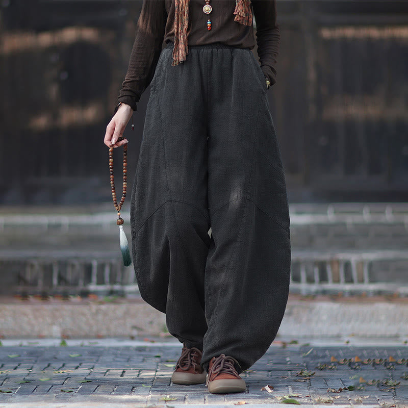 Zimowe spodnie damskie termiczne z elastycznym pasem i bawełną ramią z motywem Buddha Stones z kieszeniami - DimGray - US6, UK/AU10, EU38 (L) - image 20