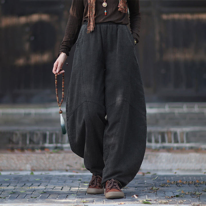 Zimowe spodnie damskie termiczne z elastycznym pasem i bawełną ramią z motywem Buddha Stones z kieszeniami - DimGray - US6, UK/AU10, EU38 (L) - image 20