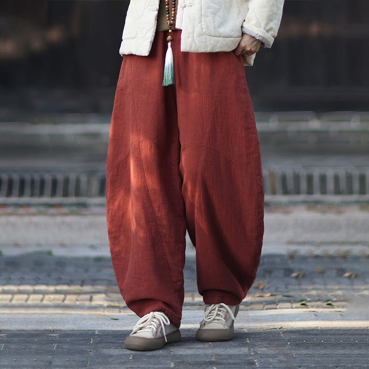 Zimowe spodnie damskie termiczne z elastycznym pasem i bawełną ramią z motywem Buddha Stones z kieszeniami - Pomidor - US6, UK/AU10, EU38 (L) - image 33