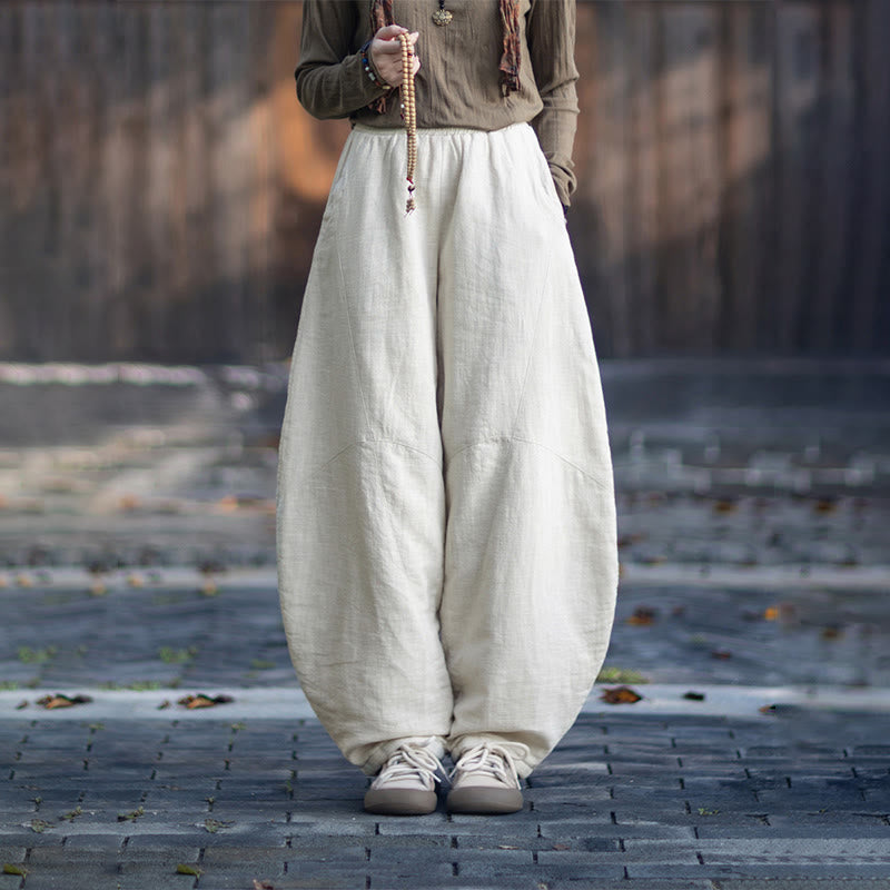 Zimowe spodnie damskie termiczne z elastycznym pasem i bawełną ramią z motywem Buddha Stones z kieszeniami - image 11
