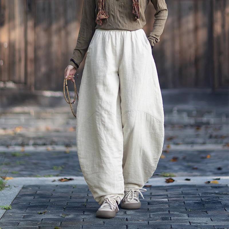 Zimowe spodnie damskie termiczne z elastycznym pasem i bawełną ramią z motywem Buddha Stones z kieszeniami - image 13