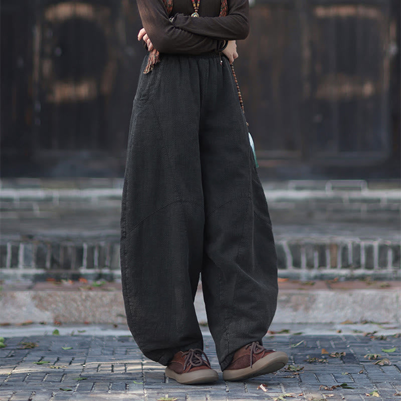 Zimowe spodnie damskie termiczne z elastycznym pasem i bawełną ramią z motywem Buddha Stones z kieszeniami - image 22