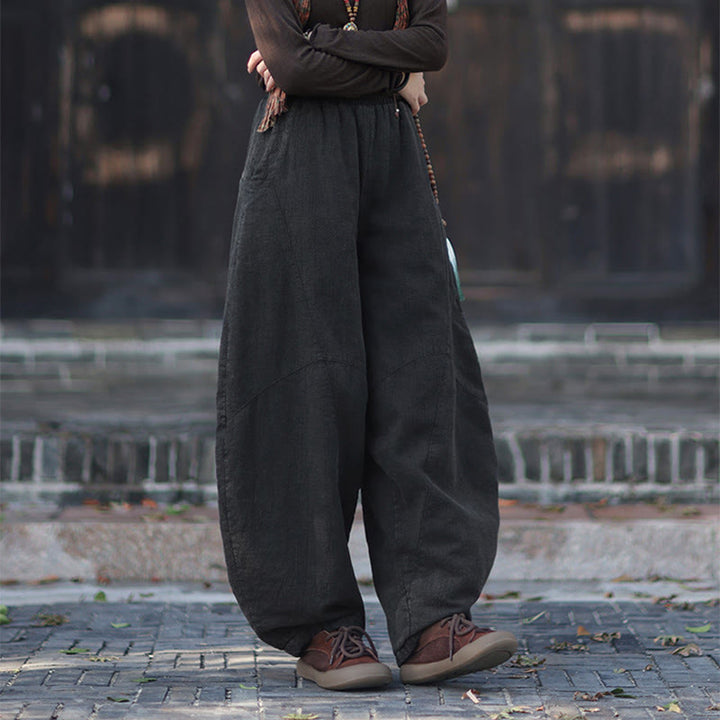 Zimowe spodnie damskie termiczne z elastycznym pasem i bawełną ramią z motywem Buddha Stones z kieszeniami - image 22