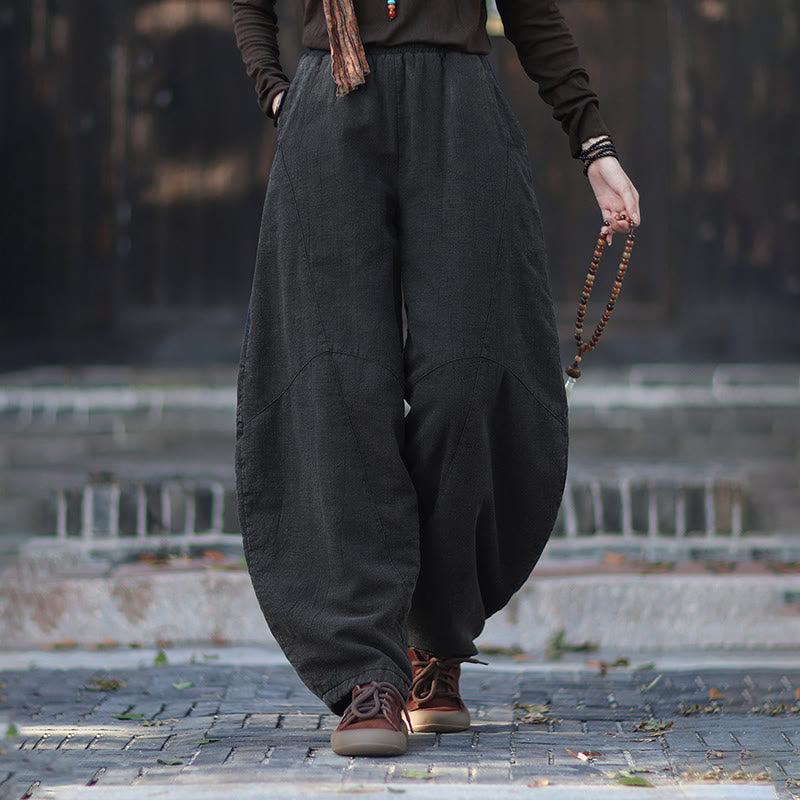 Zimowe spodnie damskie termiczne z elastycznym pasem i bawełną ramią z motywem Buddha Stones z kieszeniami - image 21