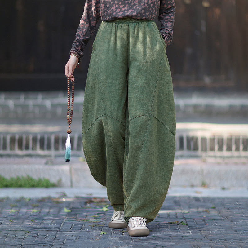 Zimowe spodnie damskie termiczne z elastycznym pasem i bawełną ramią z motywem Buddha Stones z kieszeniami - image 28