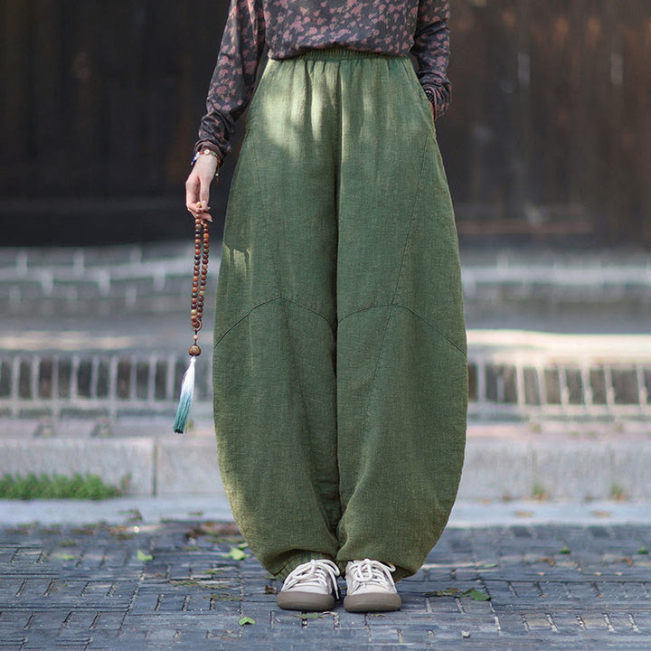 Zimowe spodnie damskie termiczne z elastycznym pasem i bawełną ramią z motywem Buddha Stones z kieszeniami - image 31