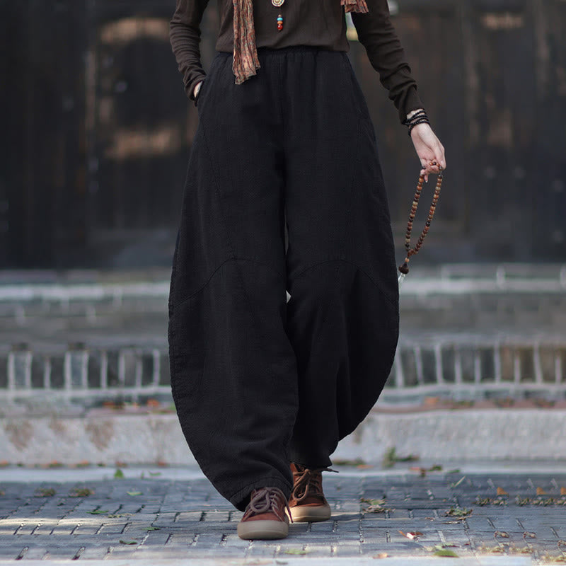 Zimowe spodnie damskie termiczne z elastycznym pasem i bawełną ramią z motywem Buddha Stones z kieszeniami - image 43