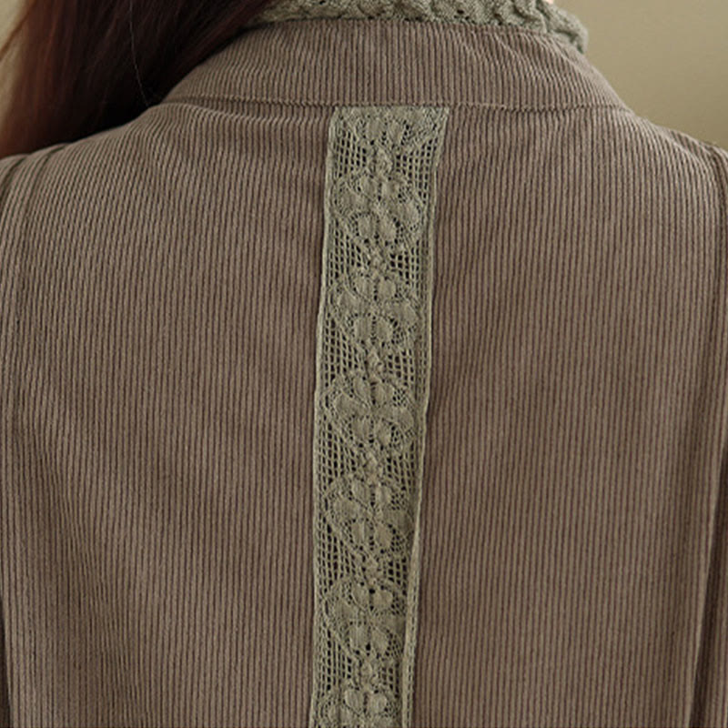 Sukienka midi damska z długim rękawem i plisami Buddha Stones z długim rękawem i kieszeniami, z materiału sztruksowego - image 8