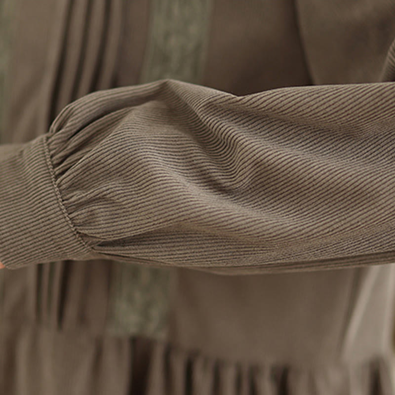 Sukienka midi damska z długim rękawem i plisami Buddha Stones z długim rękawem i kieszeniami, z materiału sztruksowego - image 10