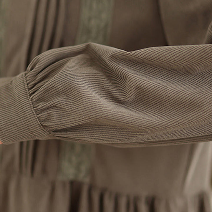 Sukienka midi damska z długim rękawem i plisami Buddha Stones z długim rękawem i kieszeniami, z materiału sztruksowego - image 10