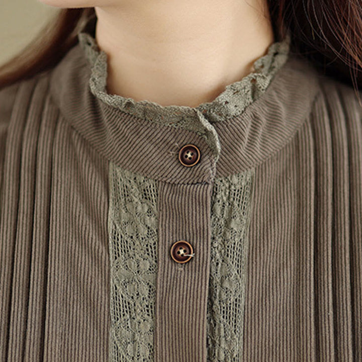 Sukienka midi damska z długim rękawem i plisami Buddha Stones z długim rękawem i kieszeniami, z materiału sztruksowego - image 7