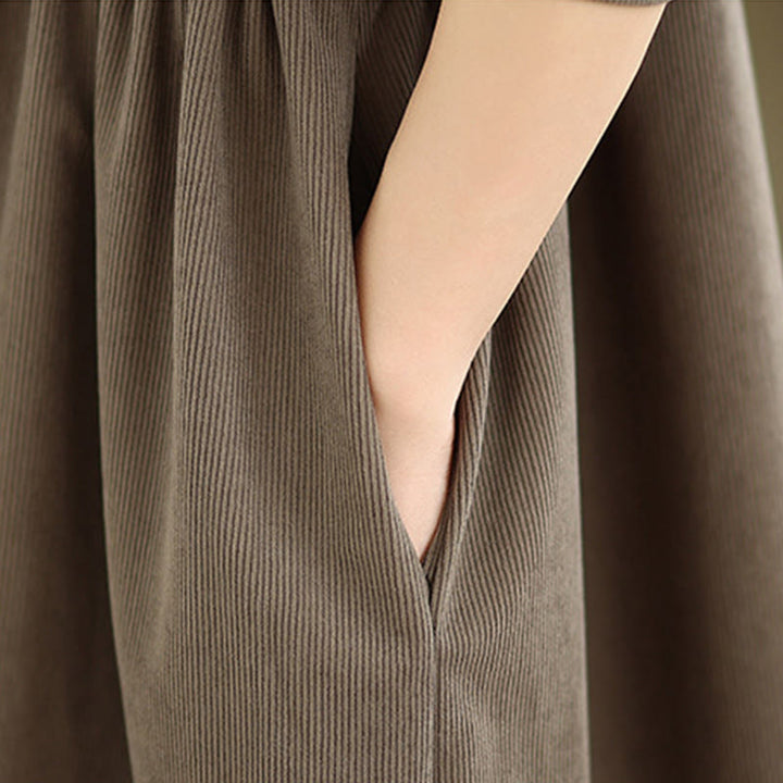 Sukienka midi damska z długim rękawem i plisami Buddha Stones z długim rękawem i kieszeniami, z materiału sztruksowego - image 9