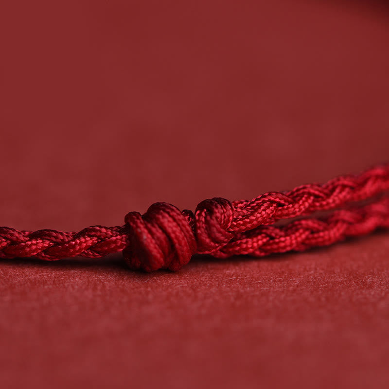 Bransoletka na kostkę z zawieszką z miedzi i Buddha Stones ze srebra próby 999, wykonana ręcznie z mocnego sznurka. - image 8