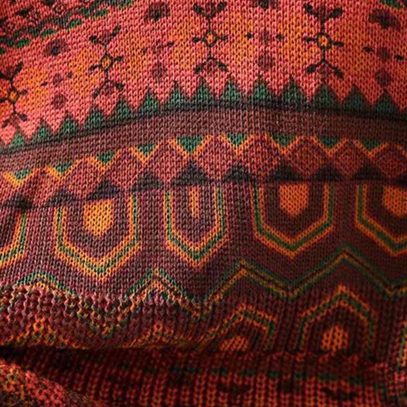 Bluza damska z długim rękawem i dzianinowym kapturem z motywem Buddha Stones w paski i geometryczne kwiaty - image 10