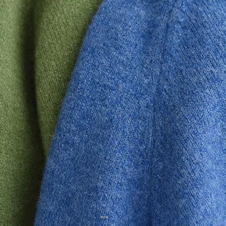 Zimowy sweter damski z dzianiny bawełnianej z okrągłym dekoltem i długim rękawem "Buddha Stones" - image 9