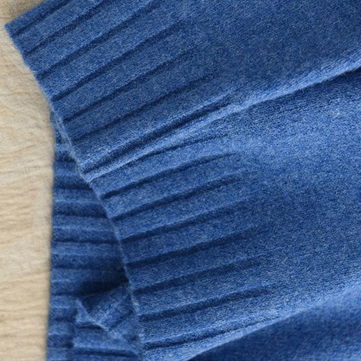 Zimowy sweter damski z dzianiny bawełnianej z okrągłym dekoltem i długim rękawem "Buddha Stones" - image 5