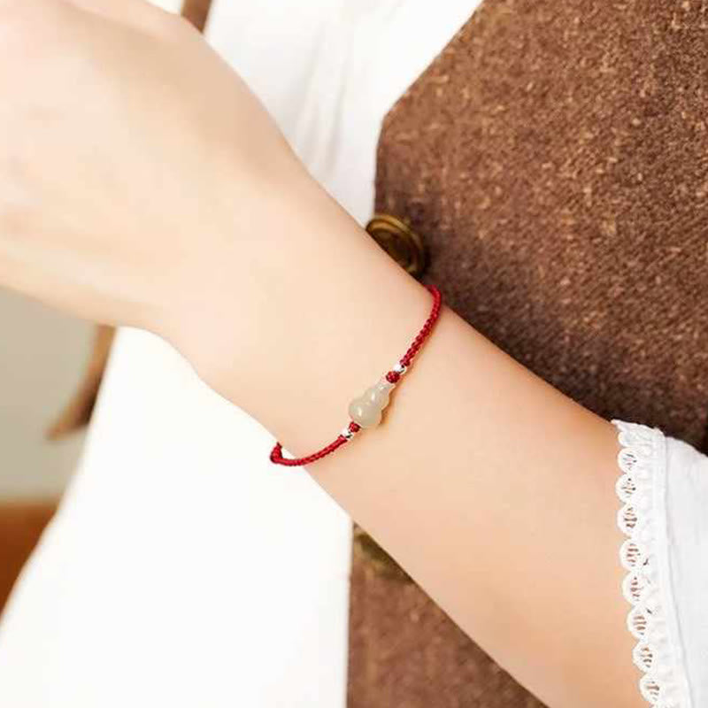 Bransoletka na kostkę z Buddha Stones, tykwy, jadeitu hetian, czerwonego sznurka, dobrobytu - image 5