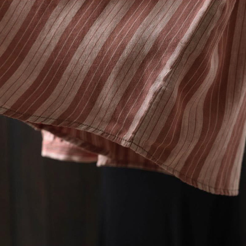 Koszula damska bawełniana z długim rękawem i kołnierzykiem w pionowe paski z Buddha Stones - image 23