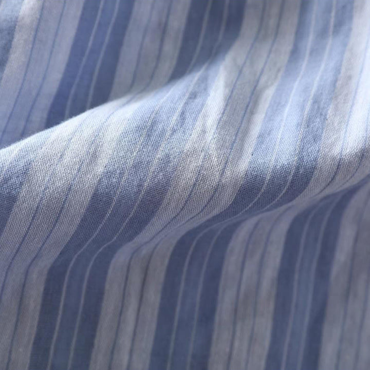 Koszula damska bawełniana z długim rękawem i kołnierzykiem w pionowe paski z Buddha Stones - image 11