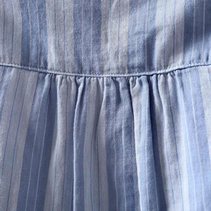 Koszula damska bawełniana z długim rękawem i kołnierzykiem w pionowe paski z Buddha Stones - image 5