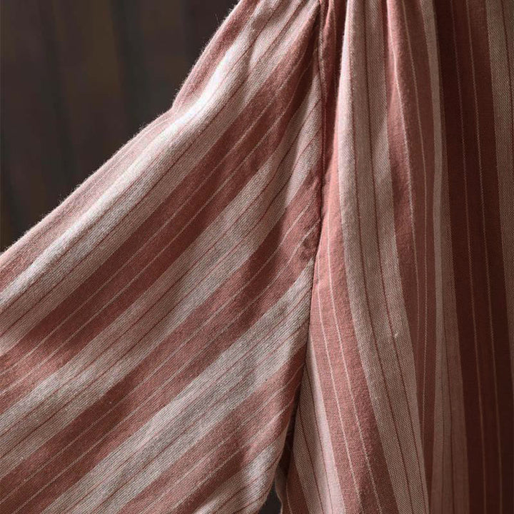 Koszula damska bawełniana z długim rękawem i kołnierzykiem w pionowe paski z Buddha Stones - image 24