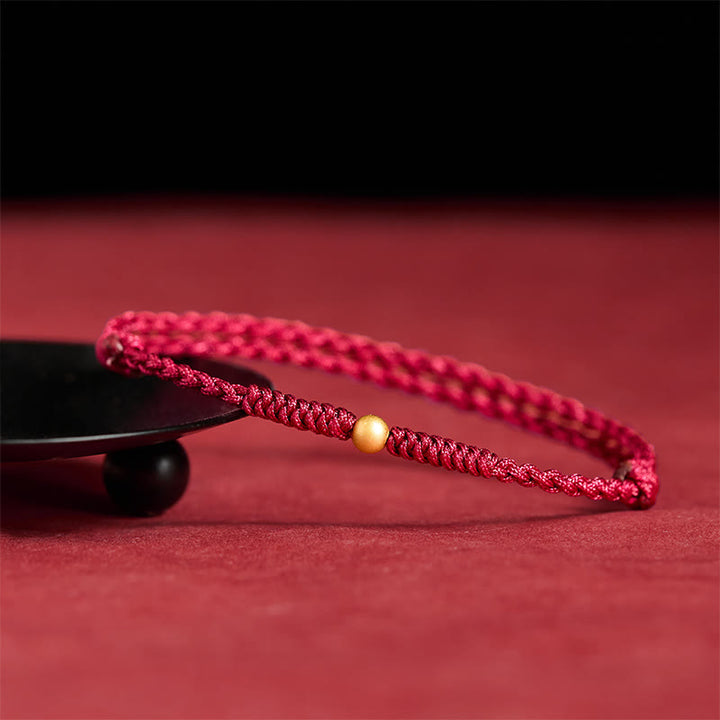 Bransoletka na kostkę z Buddha Stones ze srebra próby 925, platerowana złotem, pojedyncza kulka, pleciona na czerwono - image 5