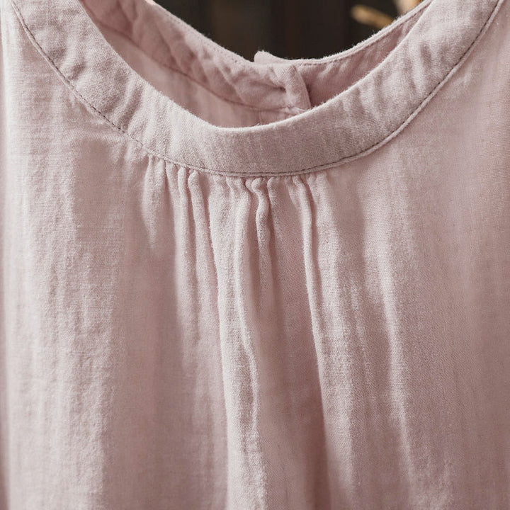 Koszula damska z bawełny z długim rękawem i okrągłym dekoltem z tyłu, zapinana na guziki i ozdobiona Buddha Stones - image 4