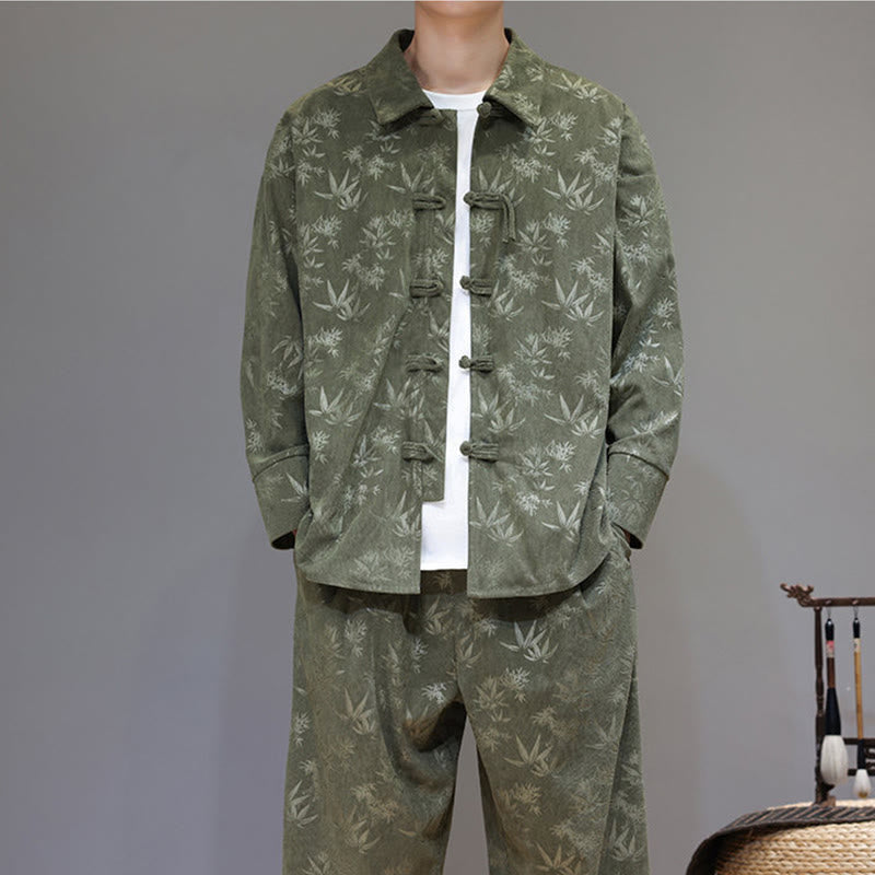 Buddha Stones, 2 szt., zimowy, gruby, bambusowy, męski strój tangowy, zapinany na guziki żabki, bawełniany sztruks, kurtka z długim rękawem i spodnie z kieszeniami - image 7