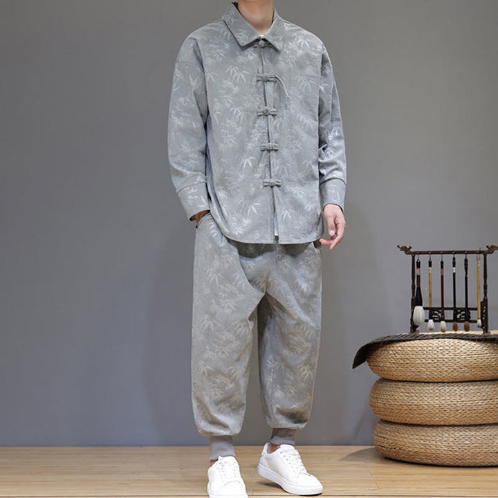 Buddha Stones, 2 szt., zimowy, gruby, bambusowy, męski strój tangowy, zapinany na guziki żabki, bawełniany sztruks, kurtka z długim rękawem i spodnie z kieszeniami - image 13