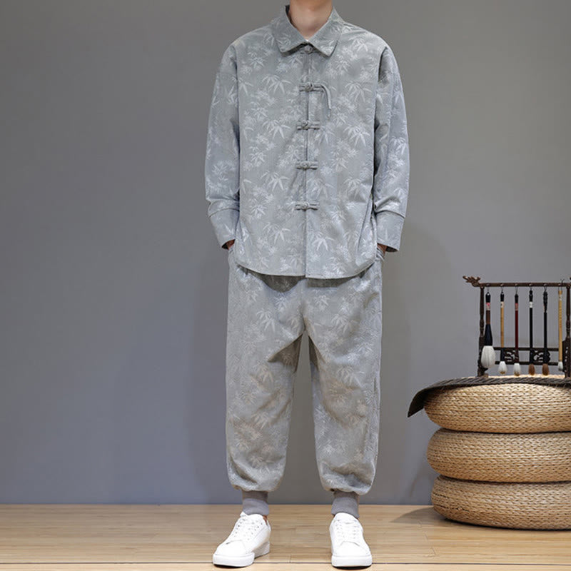 Buddha Stones, 2 szt., zimowy, gruby, bambusowy, męski strój tangowy, zapinany na guziki żabki, bawełniany sztruks, kurtka z długim rękawem i spodnie z kieszeniami - image 16