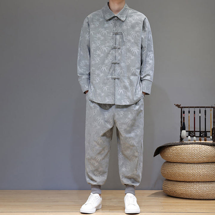 Buddha Stones, 2 szt., zimowy, gruby, bambusowy, męski strój tangowy, zapinany na guziki żabki, bawełniany sztruks, kurtka z długim rękawem i spodnie z kieszeniami - image 16