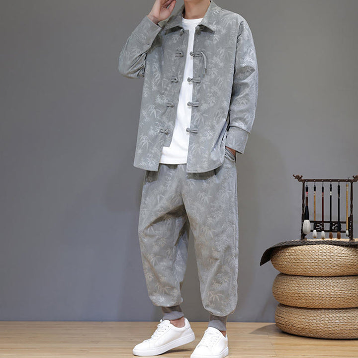 Buddha Stones, 2 szt., zimowy, gruby, bambusowy, męski strój tangowy, zapinany na guziki żabki, bawełniany sztruks, kurtka z długim rękawem i spodnie z kieszeniami - image 17