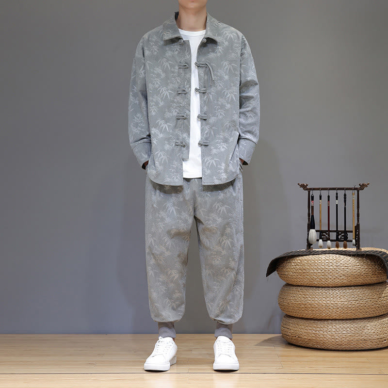 Buddha Stones, 2 szt., zimowy, gruby, bambusowy, męski strój tangowy, zapinany na guziki żabki, bawełniany sztruks, kurtka z długim rękawem i spodnie z kieszeniami - image 12