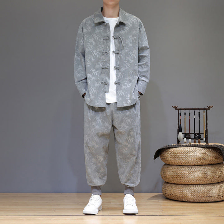 Buddha Stones, 2 szt., zimowy, gruby, bambusowy, męski strój tangowy, zapinany na guziki żabki, bawełniany sztruks, kurtka z długim rękawem i spodnie z kieszeniami - image 12