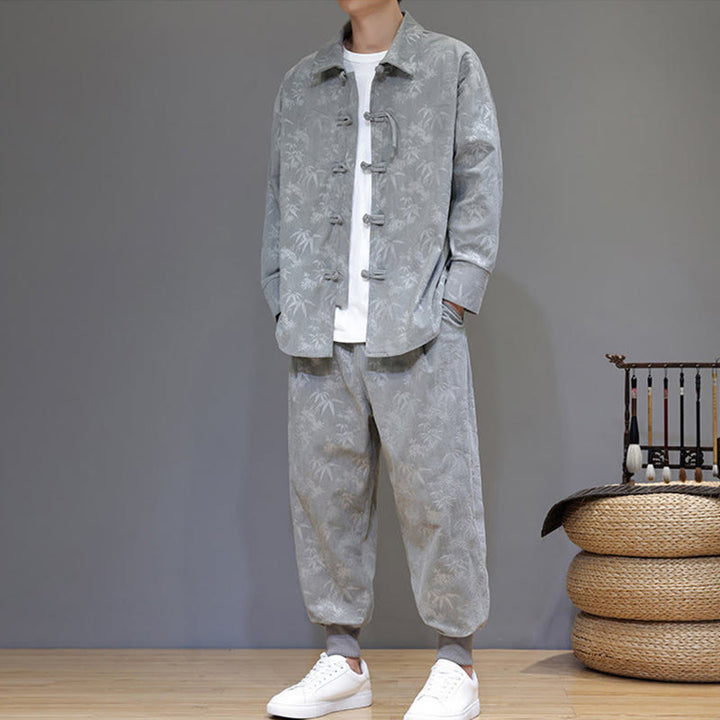 Buddha Stones, 2 szt., zimowy, gruby, bambusowy, męski strój tangowy, zapinany na guziki żabki, bawełniany sztruks, kurtka z długim rękawem i spodnie z kieszeniami - image 14