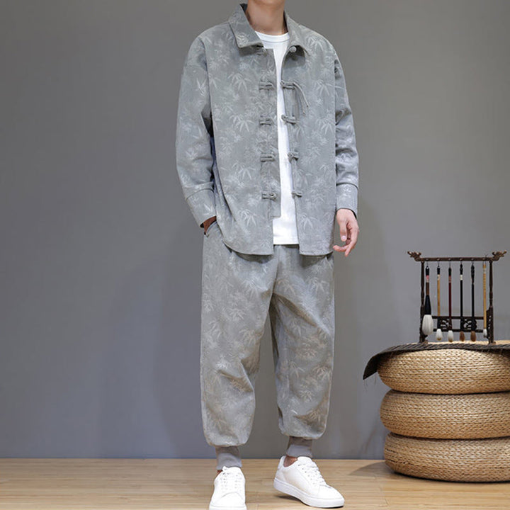 Buddha Stones, 2 szt., zimowy, gruby, bambusowy, męski strój tangowy, zapinany na guziki żabki, bawełniany sztruks, kurtka z długim rękawem i spodnie z kieszeniami - image 15