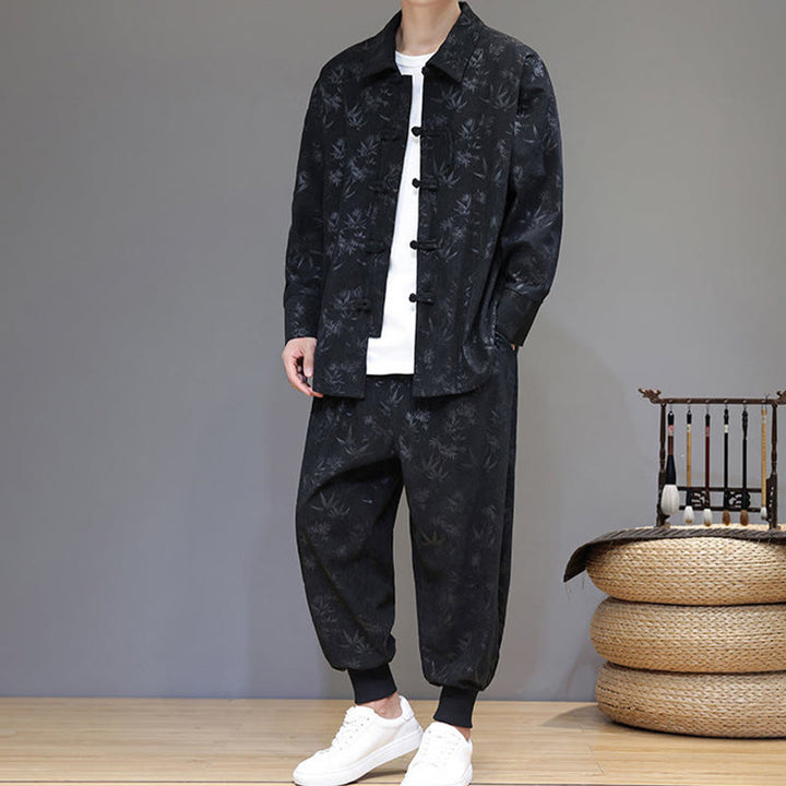 Buddha Stones, 2 szt., zimowy, gruby, bambusowy, męski strój tangowy, zapinany na guziki żabki, bawełniany sztruks, kurtka z długim rękawem i spodnie z kieszeniami - image 26