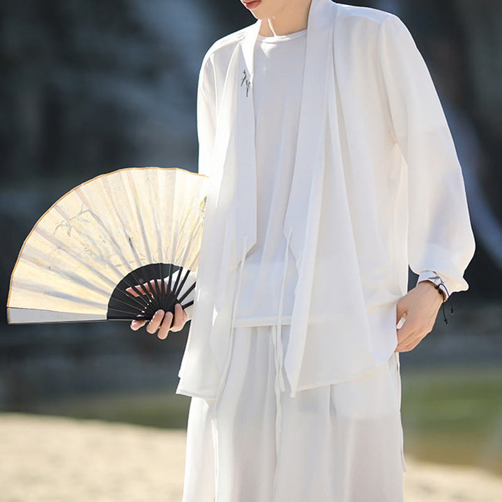 Buddha Stones, 2 szt., jesienne, sznurowane, bambusowe, haftowane, bawełniane, kimono, spodnie do kostek, męskie, z kieszeniami, zestaw do medytacji - image 13