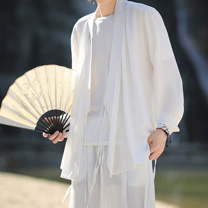 Buddha Stones, 2 szt., jesienne, sznurowane, bambusowe, haftowane, bawełniane, kimono, spodnie do kostek, męskie, z kieszeniami, zestaw do medytacji - image 12