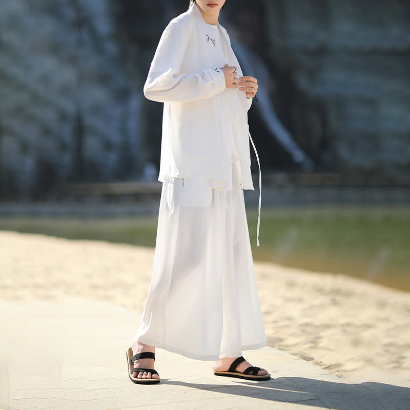 Buddha Stones, 2 szt., jesienne, sznurowane, bambusowe, haftowane, bawełniane, kimono, spodnie do kostek, męskie, z kieszeniami, zestaw do medytacji - image 9