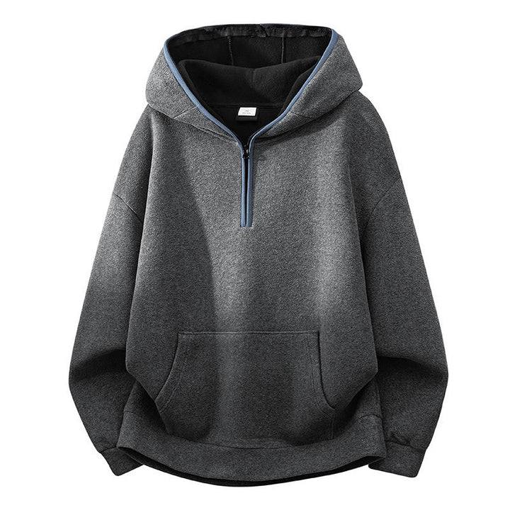 Bluza męska z kapturem z długim rękawem i bawełnianą podszewką z polaru "Buddha Stones" na jesień i zimę, zapinana na zamek - Ciemnoszary - US/UK/AU42， EU52 (3XL) - image 11