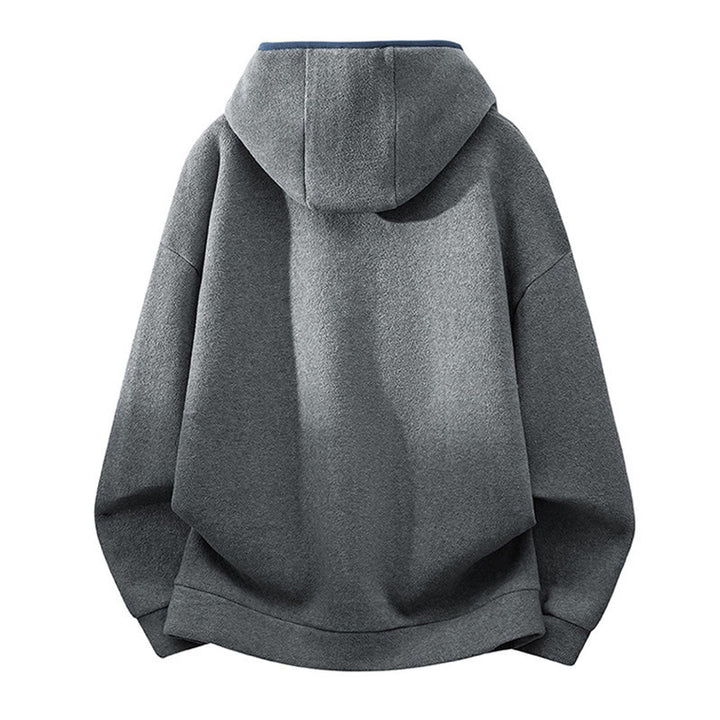 Bluza męska z kapturem z długim rękawem i bawełnianą podszewką z polaru "Buddha Stones" na jesień i zimę, zapinana na zamek - image 1