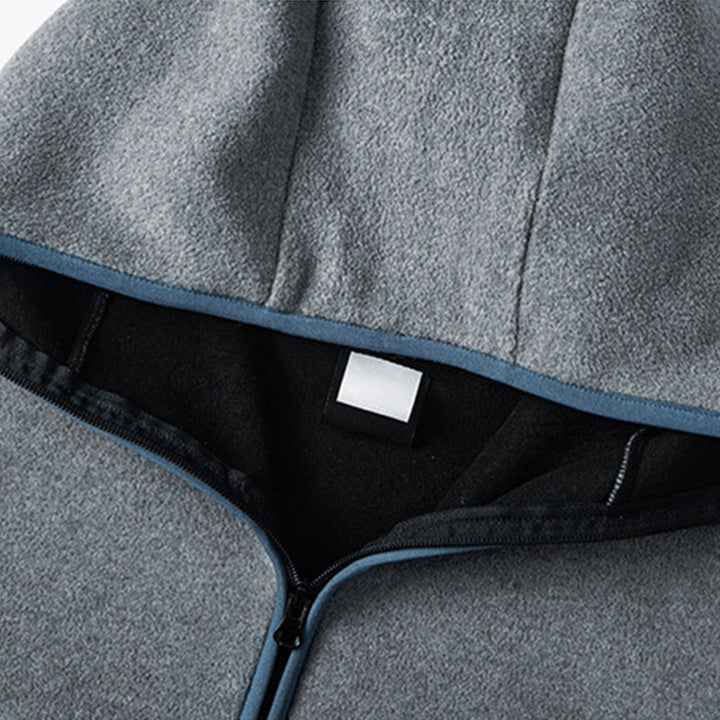 Bluza męska z kapturem z długim rękawem i bawełnianą podszewką z polaru "Buddha Stones" na jesień i zimę, zapinana na zamek - image 2