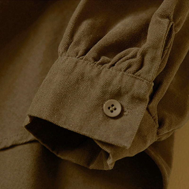 Koszula damska z długim rękawem i stójką z bawełny "Buddha Stones" z guzikami i swobodnym wzorem - image 19