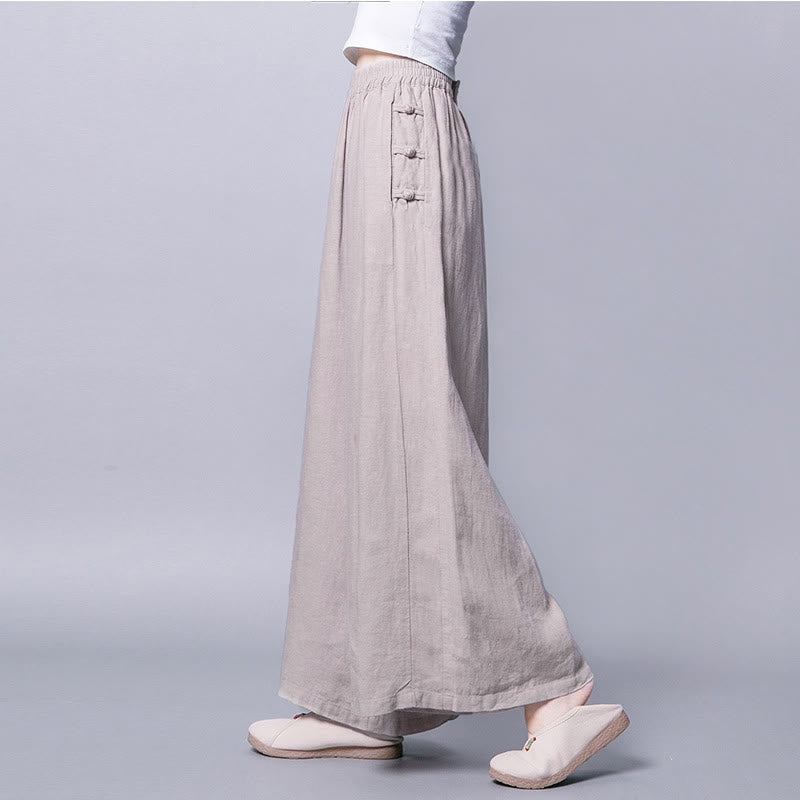 Buddha Stones z szerokimi nogawkami i wysokim stanem, zapinane na guziki żaby, z kieszeniami - Bielizna - US12, UK/AU16, EU44 (3XL) - image 0