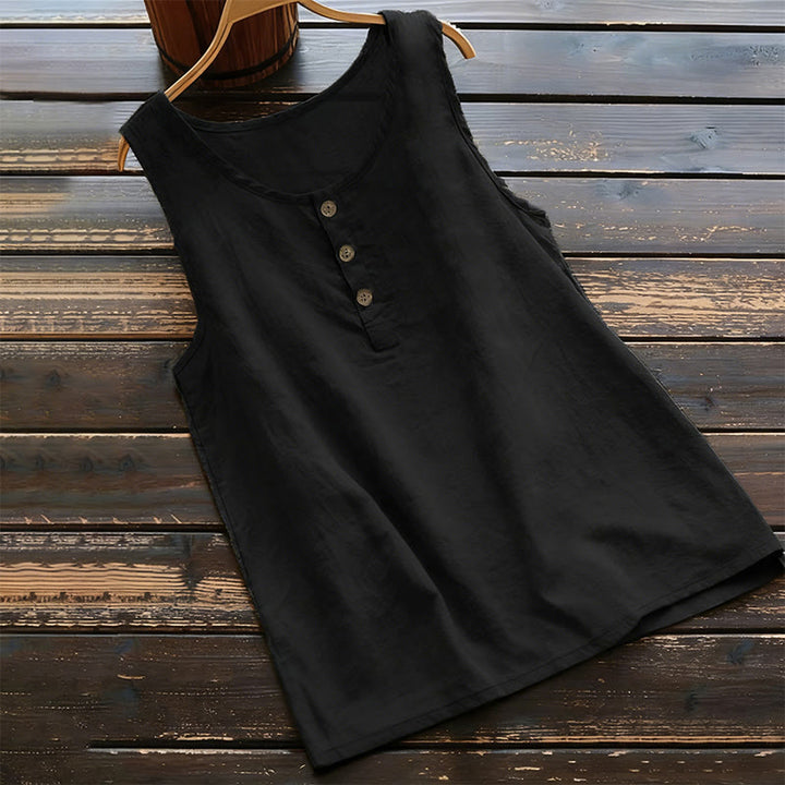 Kamizelka damska z okrągłym kołnierzem i guzikami w kolorze białym i Buddha Stones - Czarny - US18, UK/AU22, EU50 (5XL) - image 0