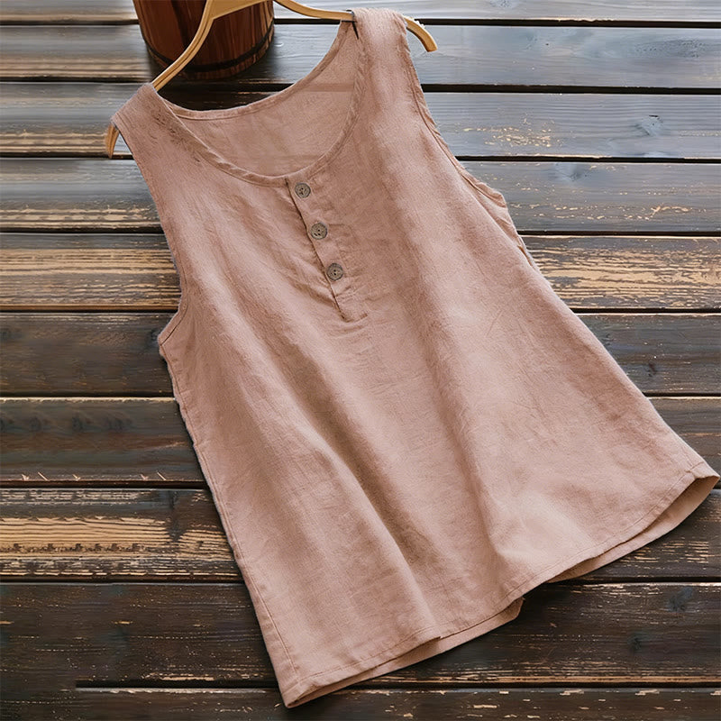 Kamizelka damska z okrągłym kołnierzem i guzikami w kolorze białym i Buddha Stones - LightCoral - US18, UK/AU22, EU50 (5XL) - image 4