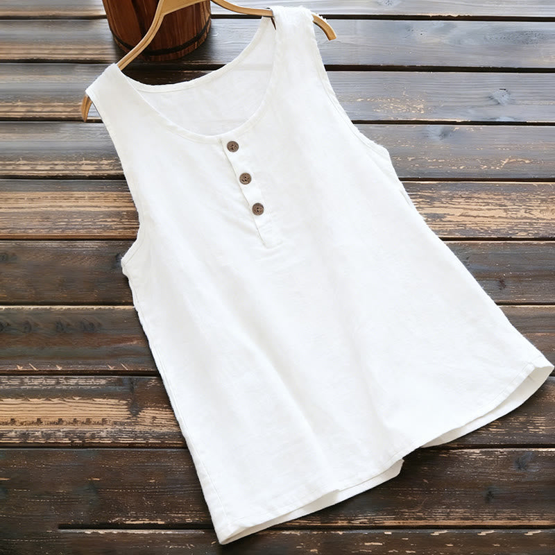 Kamizelka damska z okrągłym kołnierzem i guzikami w kolorze białym i Buddha Stones - Biały - US18, UK/AU22, EU50 (5XL) - image 1