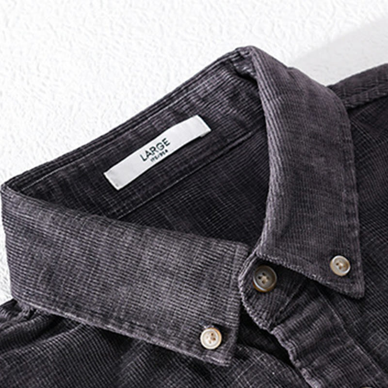 Kurtka męska z długim rękawem, bawełniana, gruba, sztruksowa, w jednolitym kolorze, z Buddha Stones, z kieszeniami - image 1